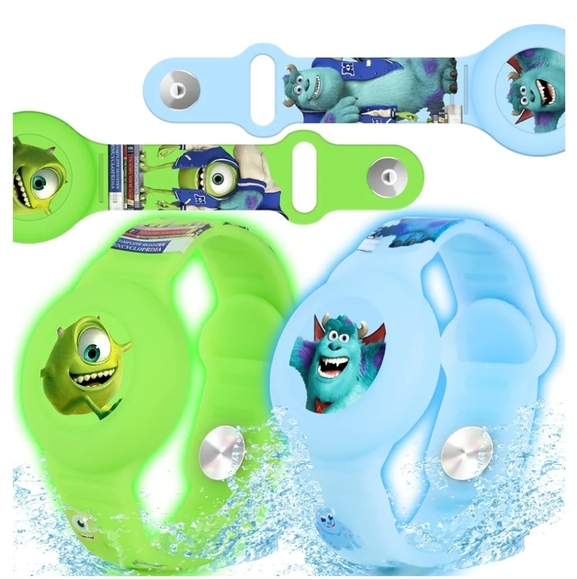 NWT AirTag Bracelet for Kids - 2 pack Monsters Inc Blue and Green - Picture 1 of 10